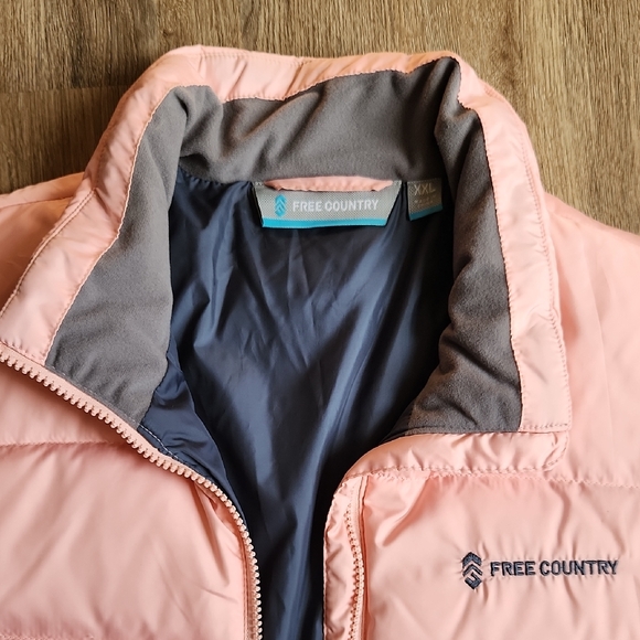 Free Country Peach Pink Puffer Vest with Gray Lining - Picture 2 of 6